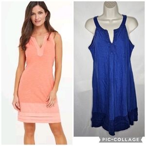 Womens Tommy Bahama Blue Arden Sleeveless Dress Cotton with Linen Trim Size M